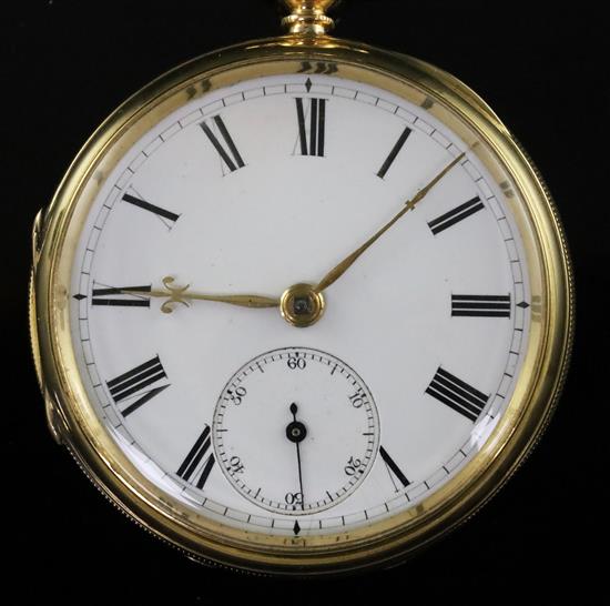 A George V 18ct gold open face keywind lever pocket watch,